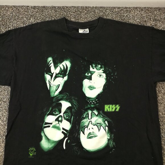 Vintage 1996 KISS BAND T-SHIRT Cronies Mens Large Black Glow in the Dark - Picture 1 of 10